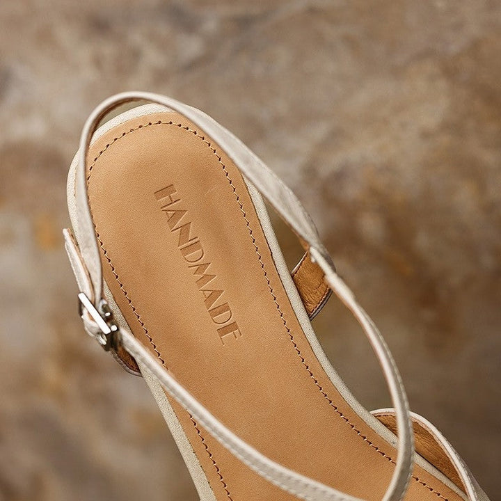 Rosemary | Cross-Strap Leather Slingback Heels