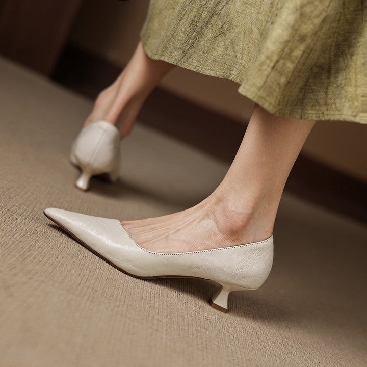 Marion | Pointed Leather Low Pumps