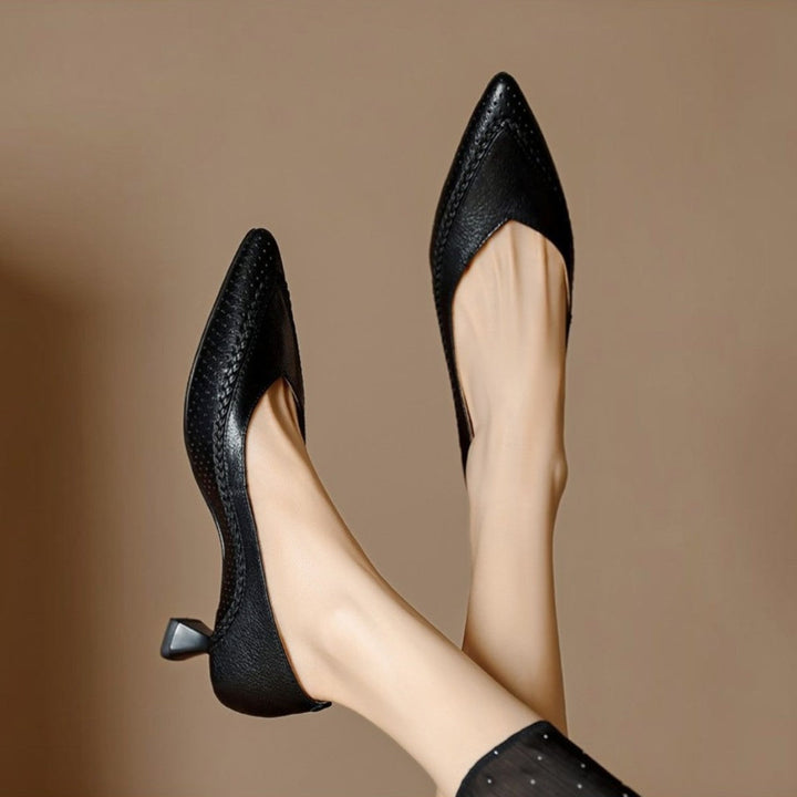 Odette kitten heels, detail of pointed toe