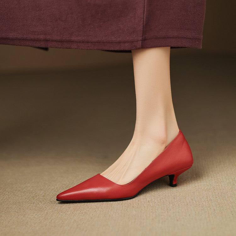 Rosalind | Leather Kitten Heel Pumps