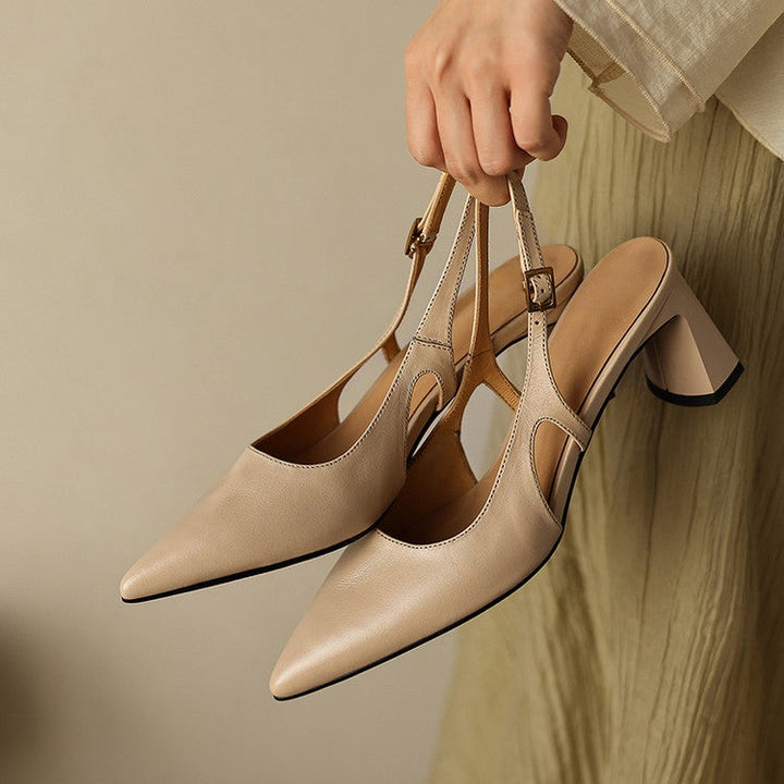 Arlene heels, detail of adjustable slingback