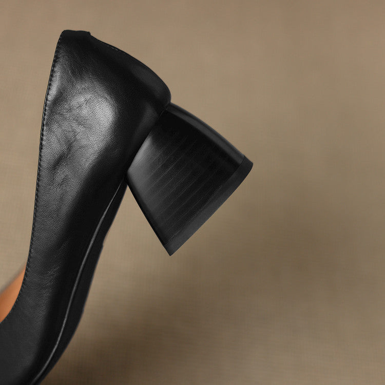 Katharine | Square-Toe Leather Pumps