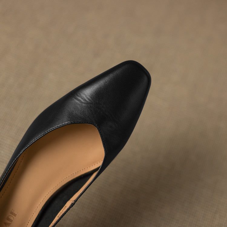 Katharine | Square-Toe Leather Pumps