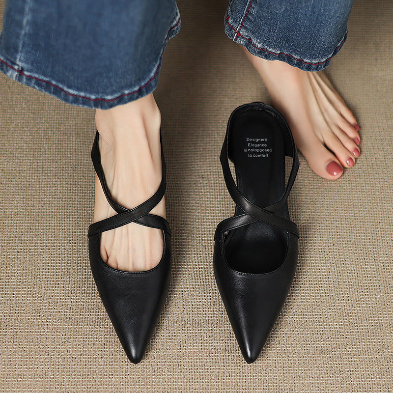 Ingrid | Cross-Strap Leather Mules