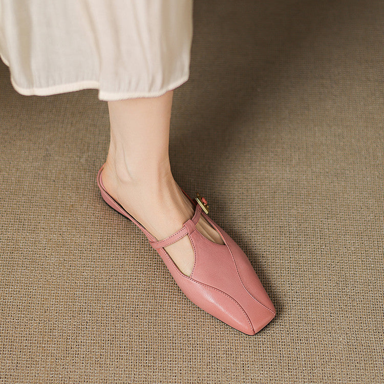 Caramel Tan Lydia mules styled with denim