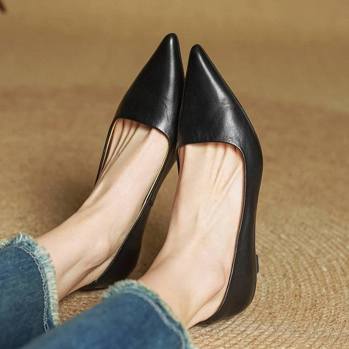 Eleanor | Pointed Leather Kitten Heels