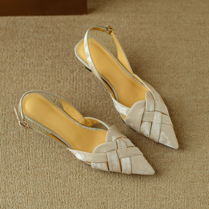 Josephine | Woven Leather Slingback Heels