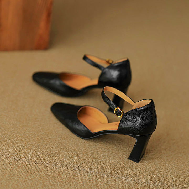 Charlene | Square-Toe Leather d'Orsay Heels