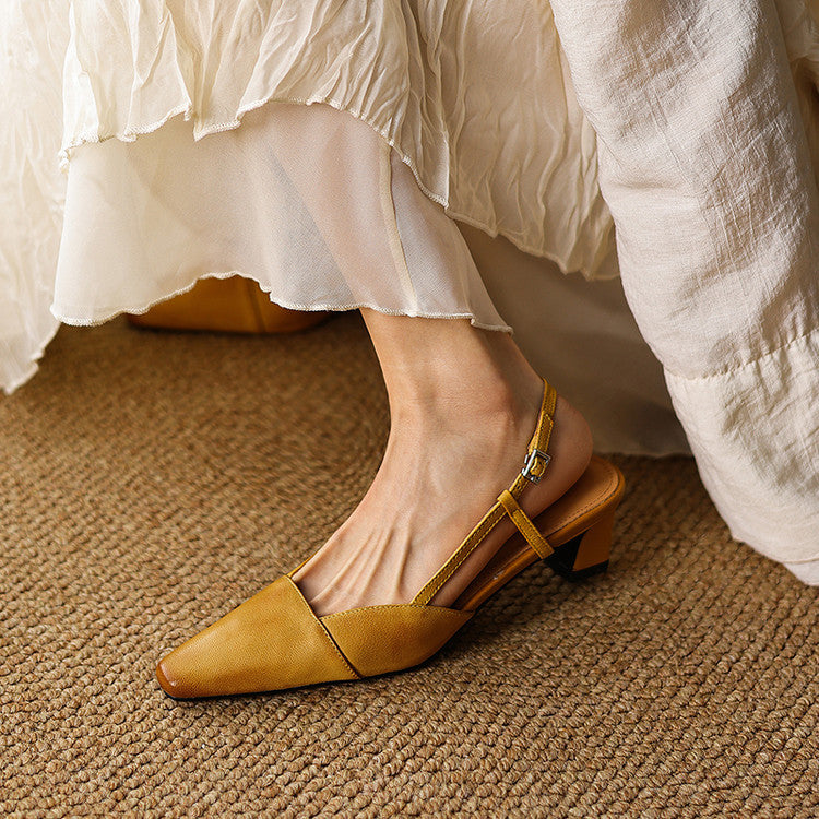 Delphine pointed leather slingback pump, three-quarter view