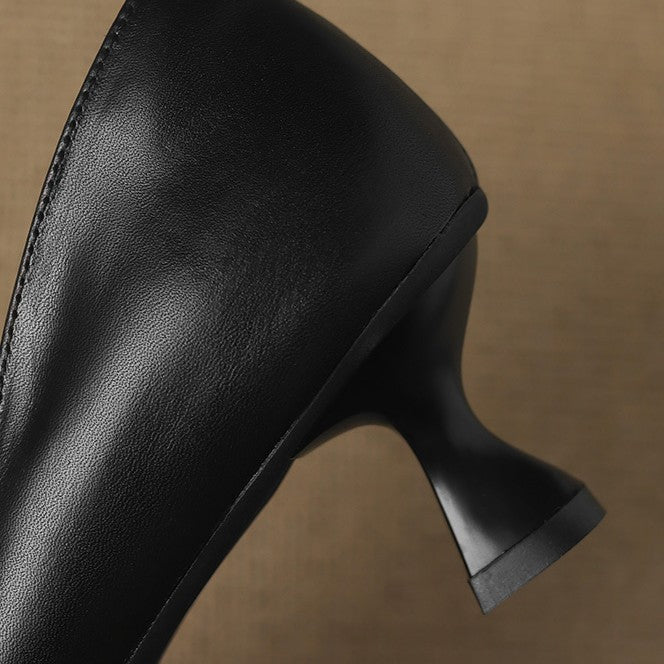 Adeline | Pointed Leather Kitten Heels