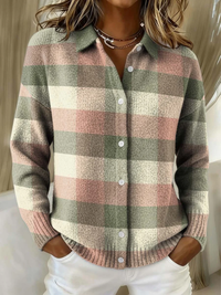 Juliette - Pastel Plaid Knit Cardigan