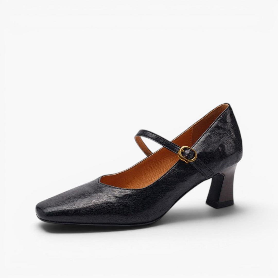 Patrice | Leather Mary-Jane Block Pumps