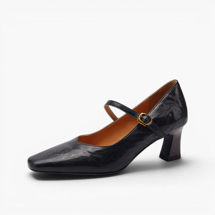 Patrice | Leather Mary-Jane Block Pumps