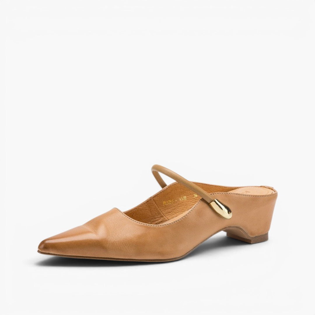 Women's pointed leather mules, side profile
