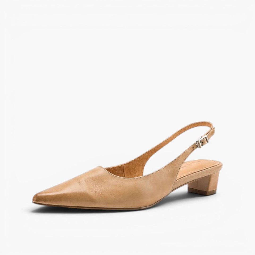Women's pointed leather slingback heels, side profile
