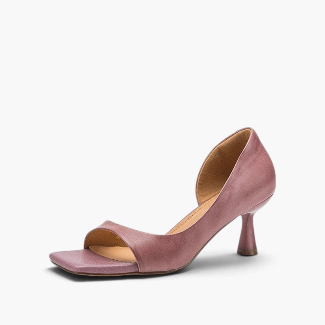 Women's square-toe leather d'Orsay heeled sandals, side profile