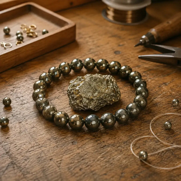 Pyrite healing bracelet gift-ready for a loved one