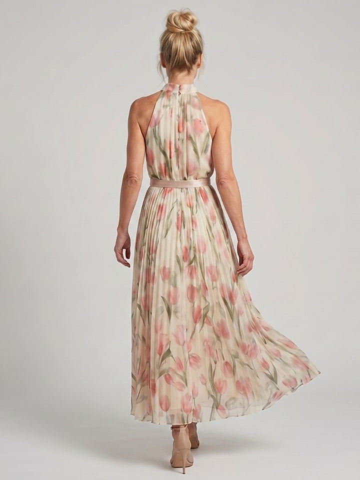 Harper™ - Floral Midi Halter Neck Dress