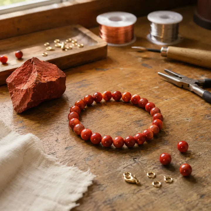 Red jasper healing bracelet gift-ready for a loved one