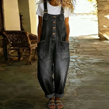 Chiara™ - Casual Button-Up Denim Overalls