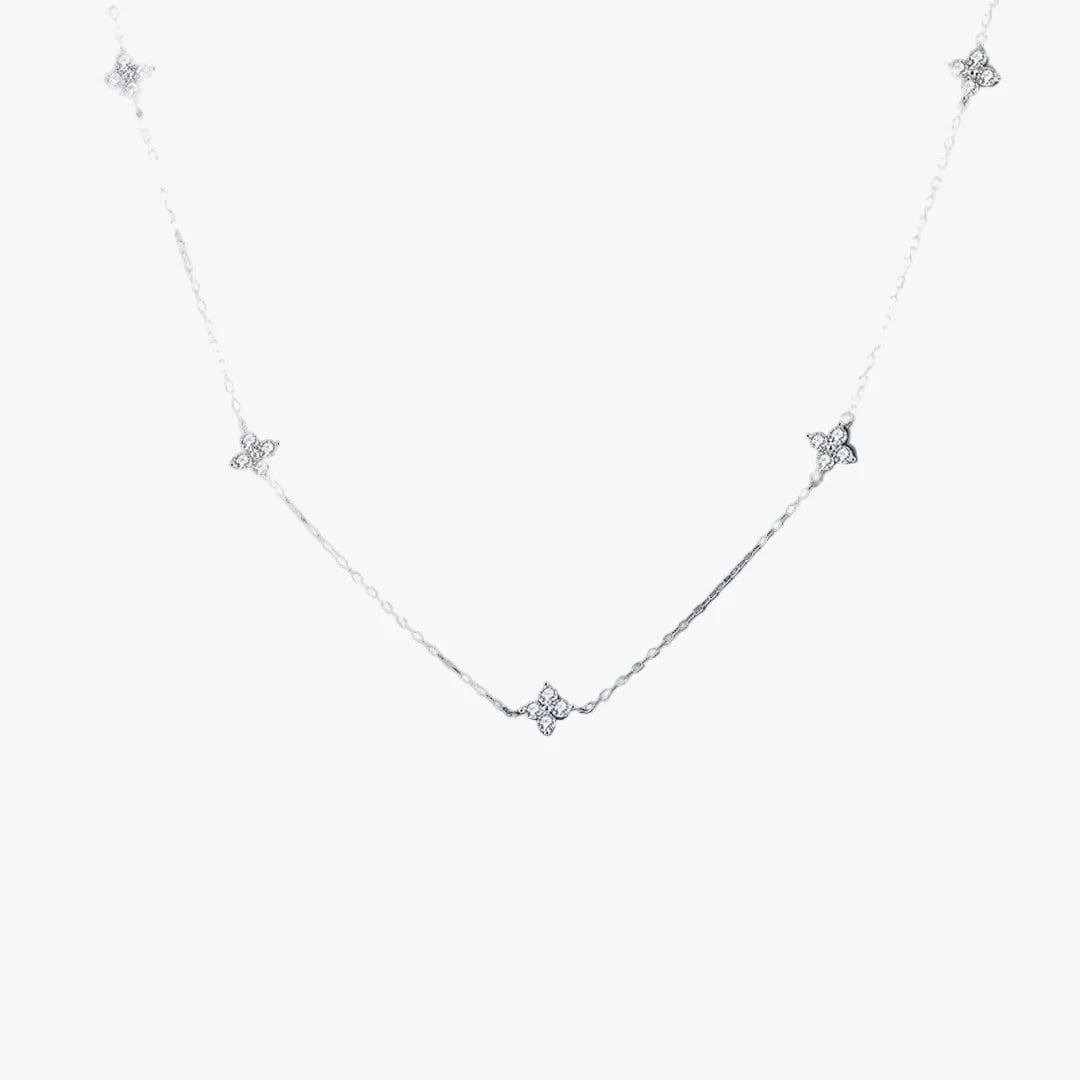 Zirconia Necklace with Encased Floral Design