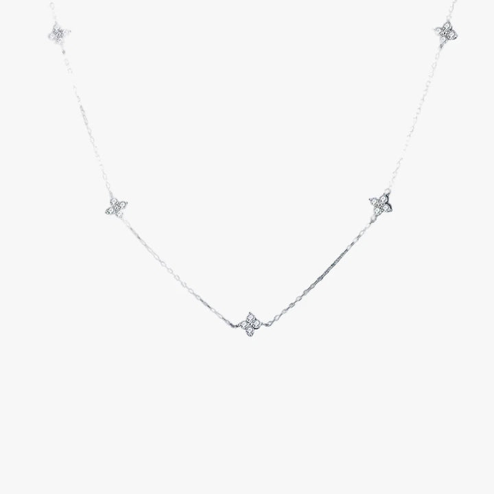 Zirconia Necklace with Encased Floral Design