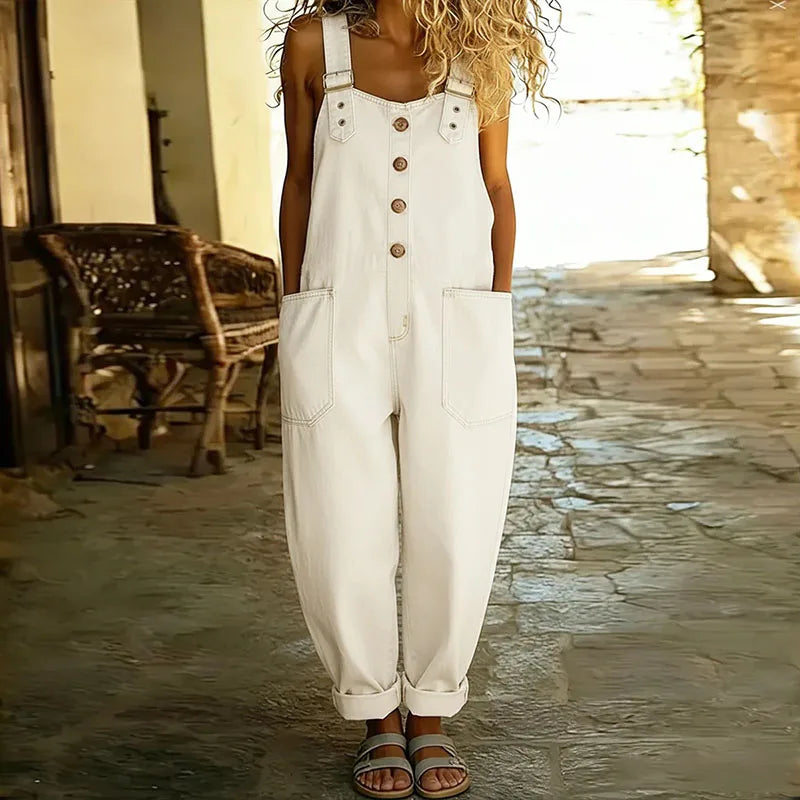 Chiara™ - Casual Button-Up Denim Overalls