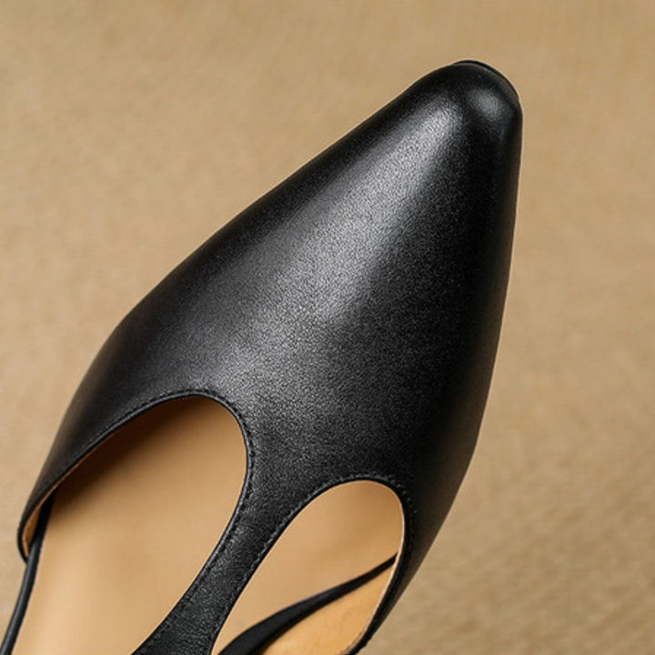 Constance heels, front view in Noir Black