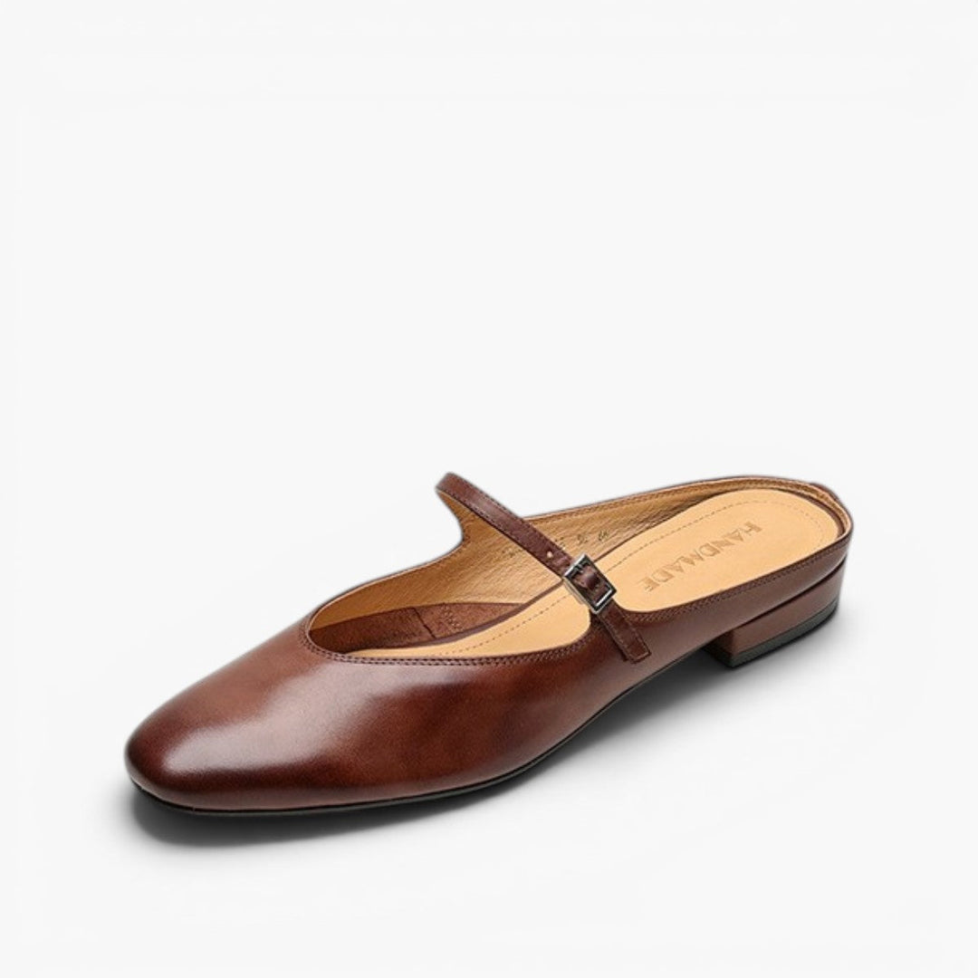 Women's Mary-Jane leather mules, side profile