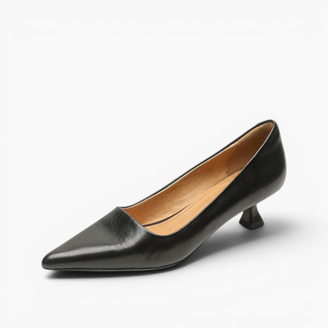 Eleanor pointed leather kitten heels, full pair view