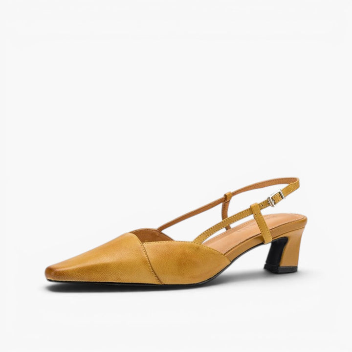 Women's leather slingback pumps, side profile