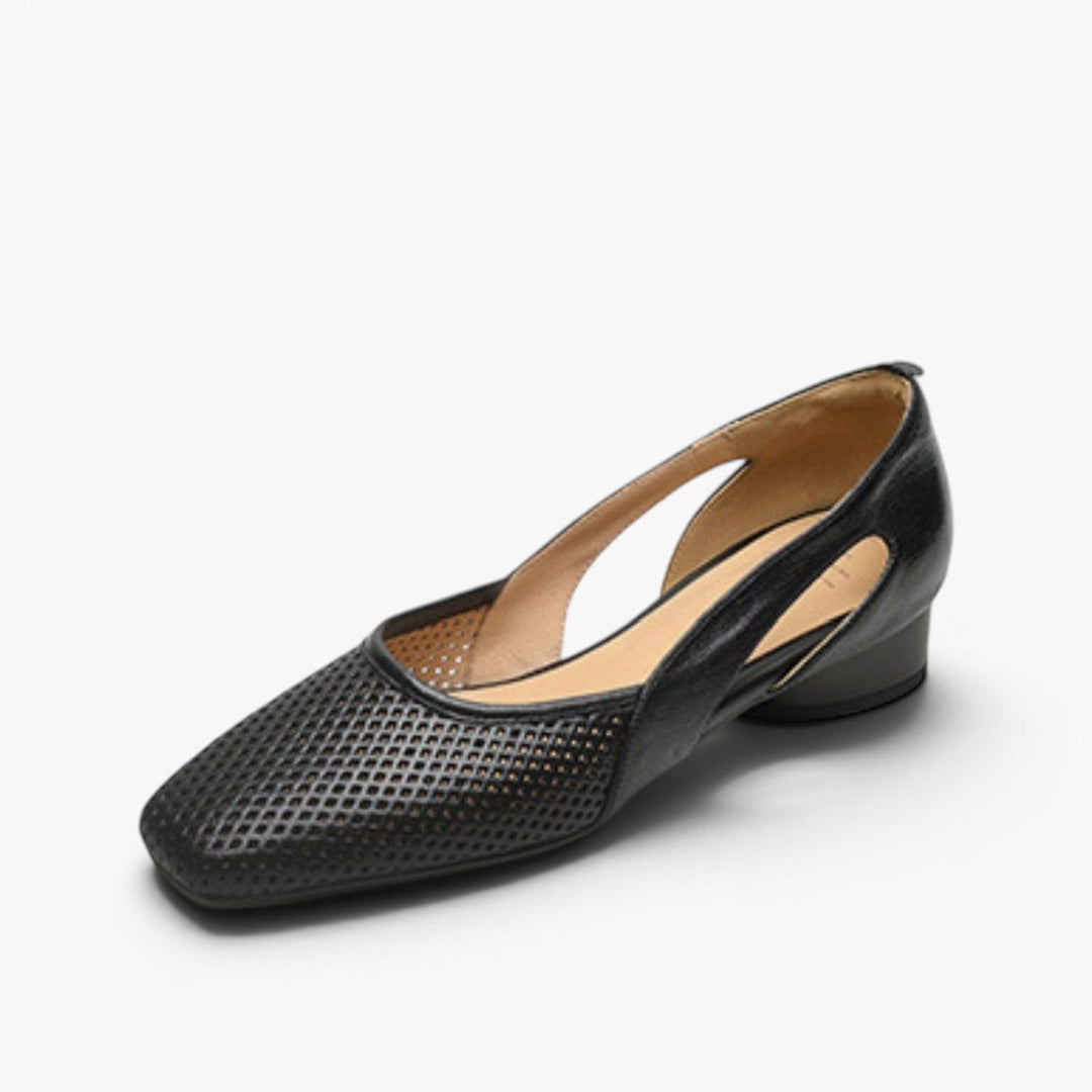 Noir Black Loretta heels photographed from above