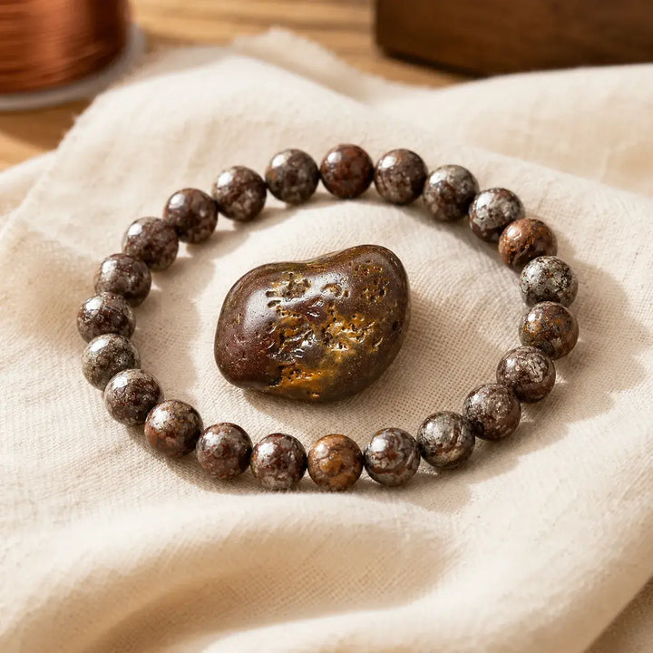 Snowflake obsidian bracelet stacked as a complete healing crystal set