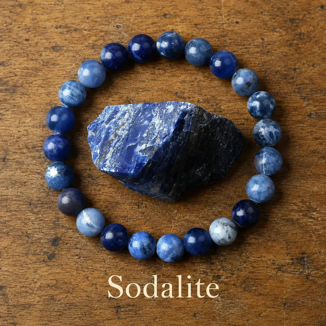 Genuine natural sodalite healing bracelet - blue crystal beaded stretch bracelet