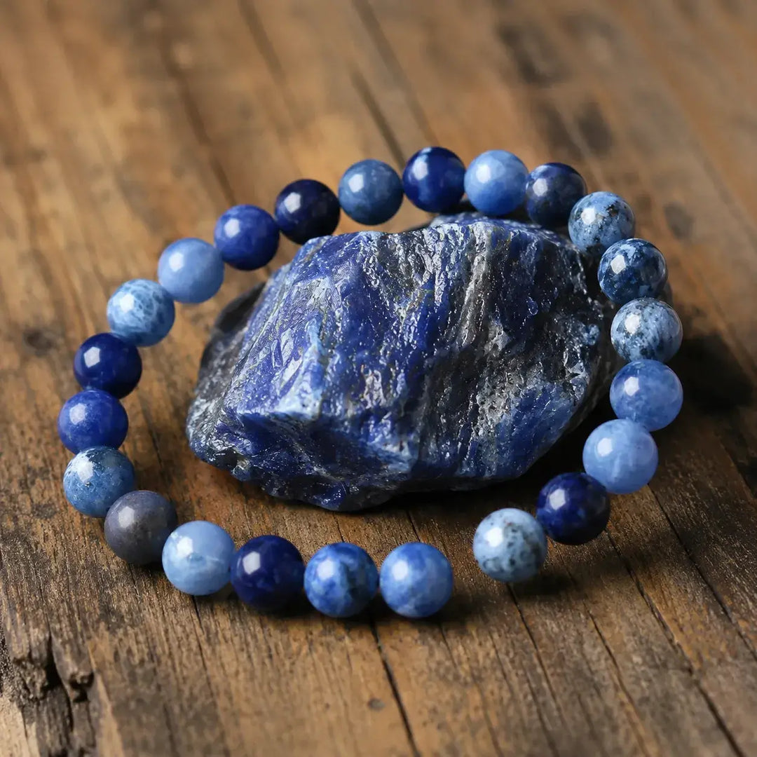 Sodalite bracelet on wrist for calm and clarity