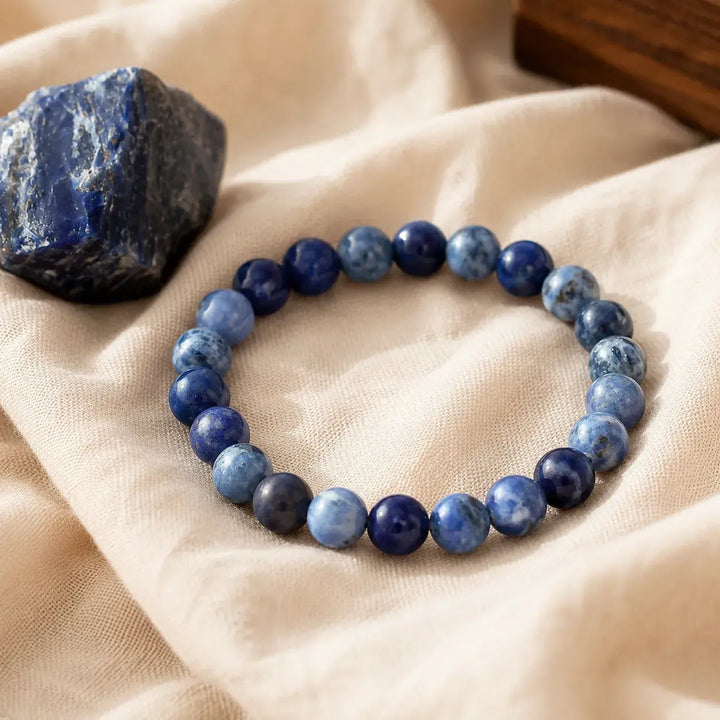 Sodalite bracelet stacked as a complete healing crystal set