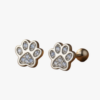 Sterling Silver Paw Print Earrings with Crystal Accents