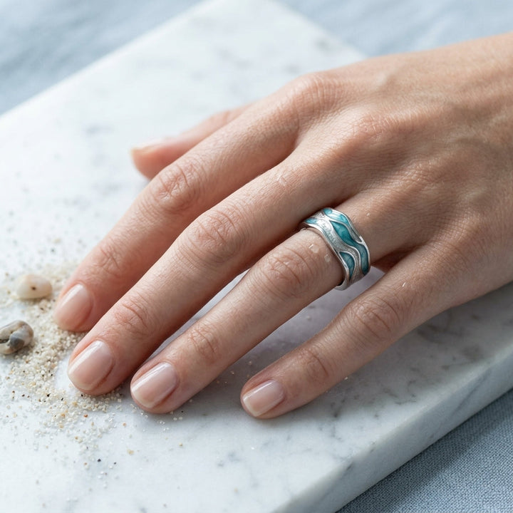 Ripple Ring in Turquoise Seasilver