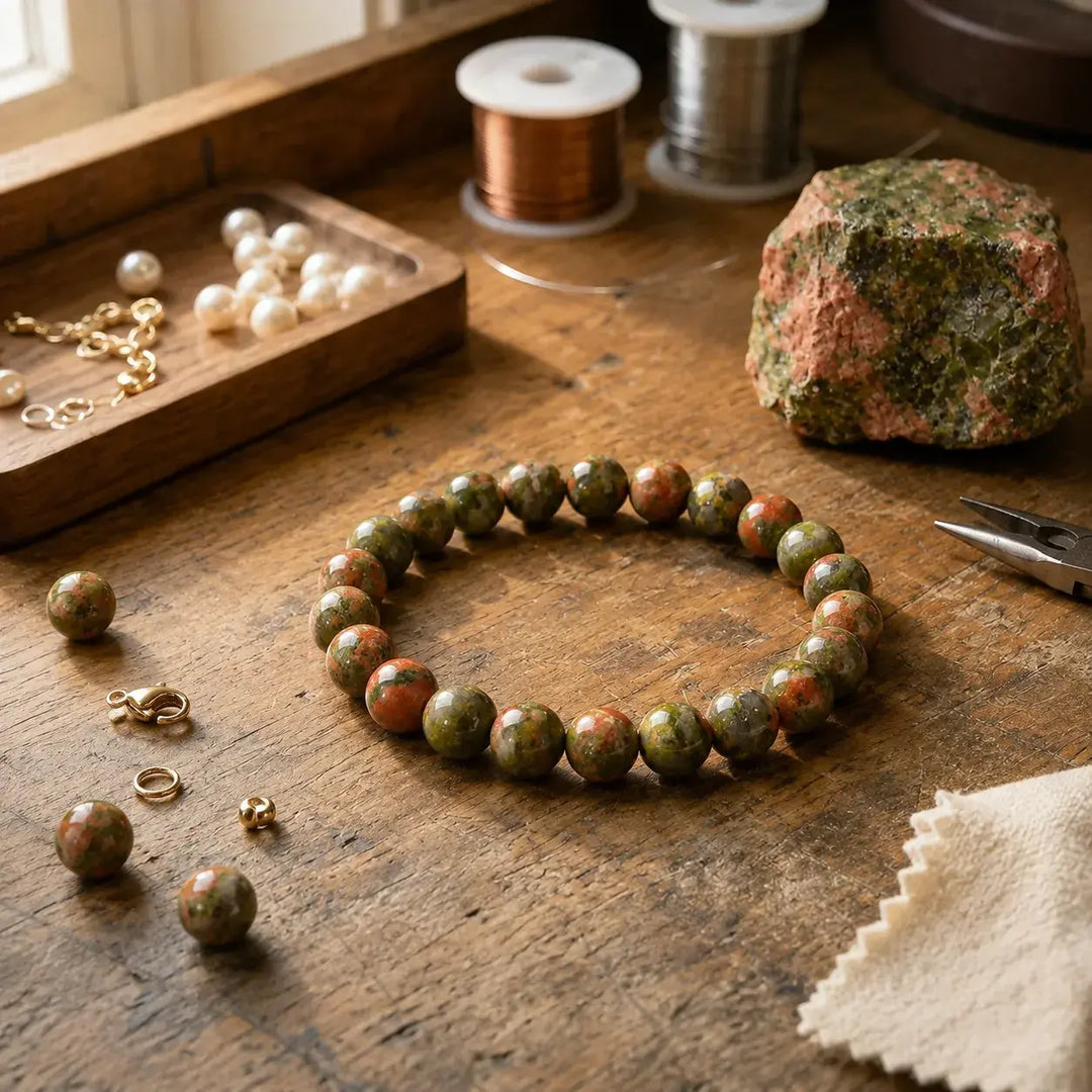 Unakite healing bracelet gift-ready for a loved one