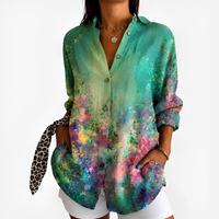 Emerald Splash Watercolor Blouse