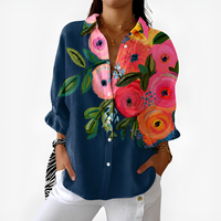 Navy Floral Colorblock Top