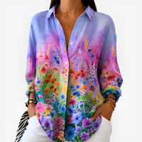 Floral Blouse with Blooming Meadow Design