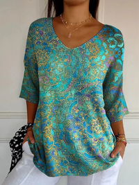 June™ - Women's Retro Art Print Blouse