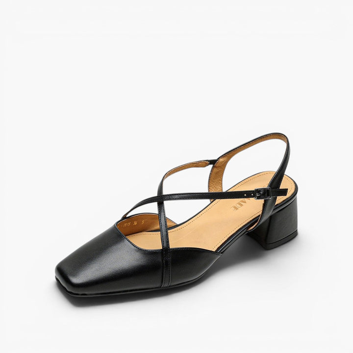 Adelaide | Square-Toe Leather Slingback Heels