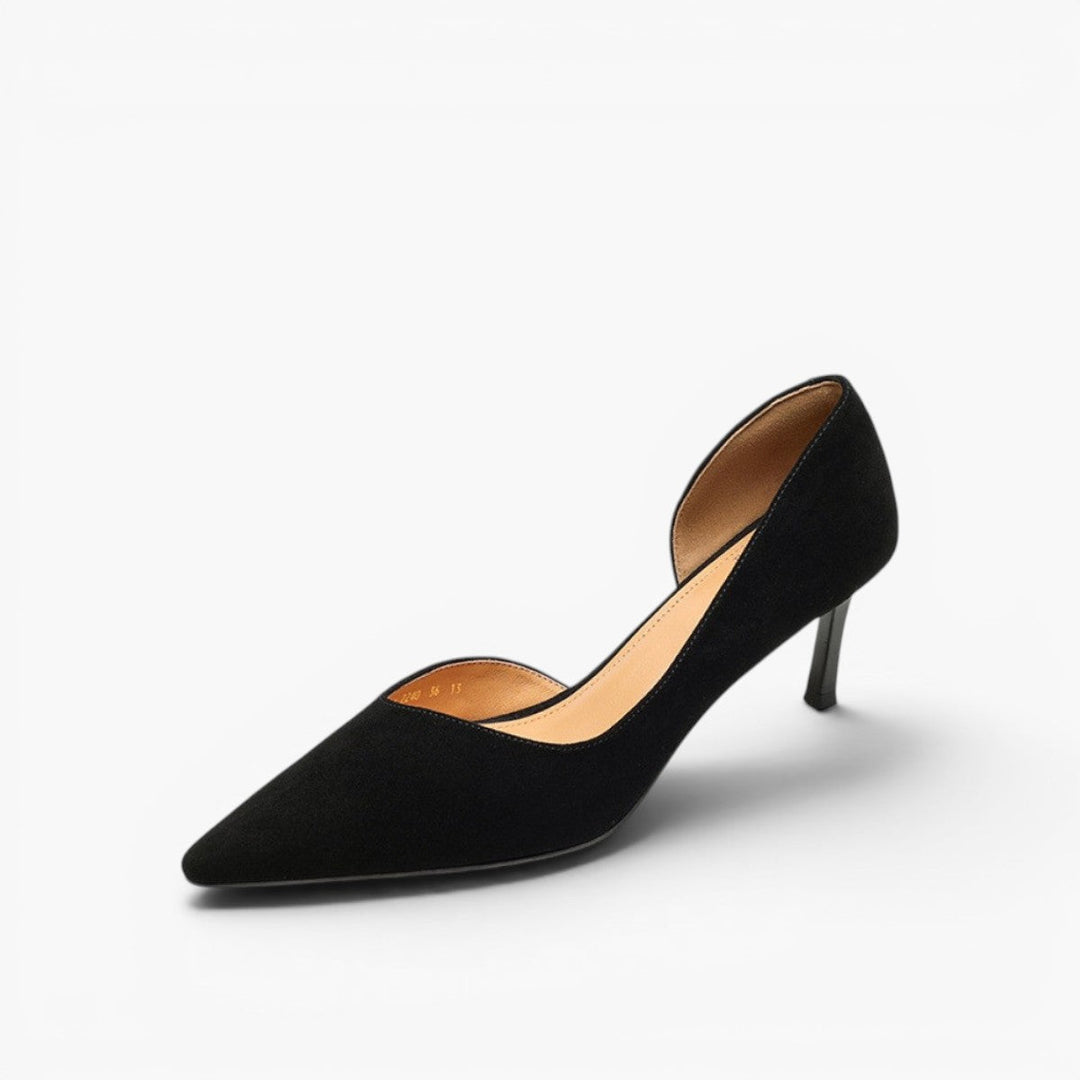 Maxine pointed leather d'Orsay pumps in Midnight Black, side profile