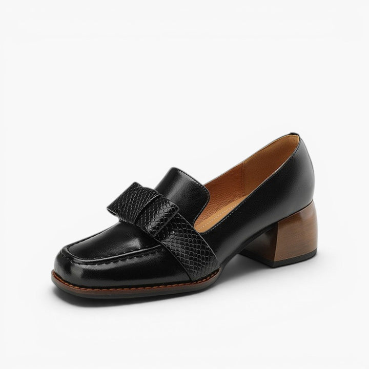 Colette bow leather loafer pumps, full pair view