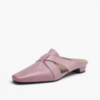Carmen | Cross-Strap Leather Heeled Mules