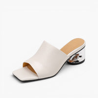 Camilla | Sculpted-Heel Leather Mules