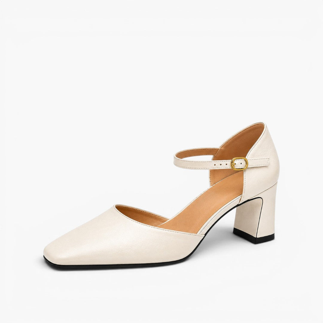 Charlene | Square-Toe Leather d'Orsay Heels