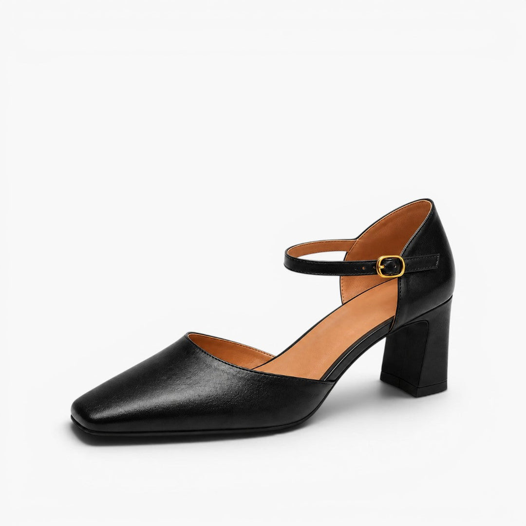 Charlene | Square-Toe Leather d'Orsay Heels